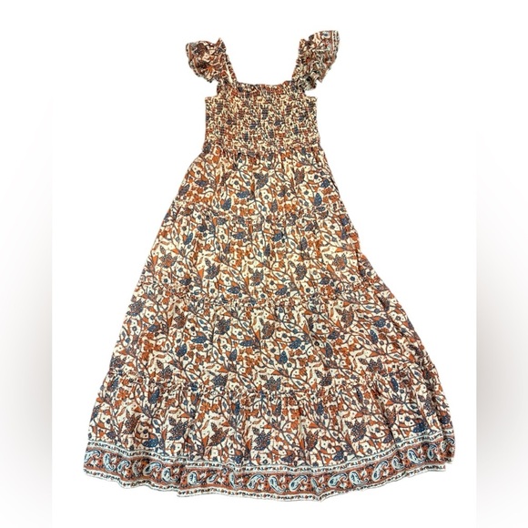 Anthropologie Love The Label Smocked Bust Tiered Bouquet Maxi Dress Size Large - Picture 2 of 12